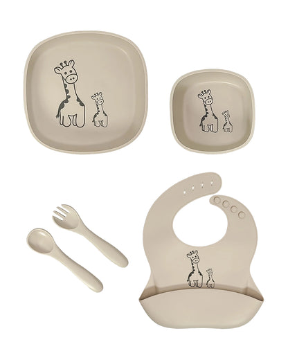 Mi Arcus Happy Summer Dinnerware and Bib Combo Set-Silicone Material-For Feeding Infants