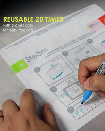 bbluv Microwave Quick Steam Sterilizer Bags-20 Uses Per Bag-BPA Free-Pack of 6