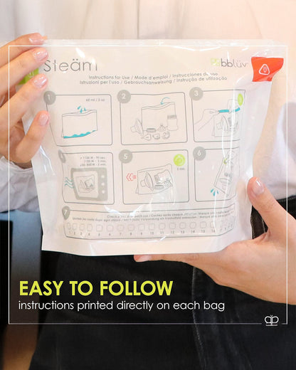 bbluv Microwave Quick Steam Sterilizer Bags-20 Uses Per Bag-BPA Free-Pack of 6