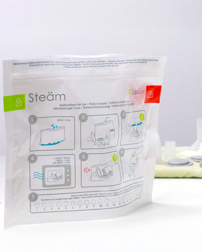 bbluv Microwave Quick Steam Sterilizer Bags-20 Uses Per Bag-BPA Free-Pack of 6