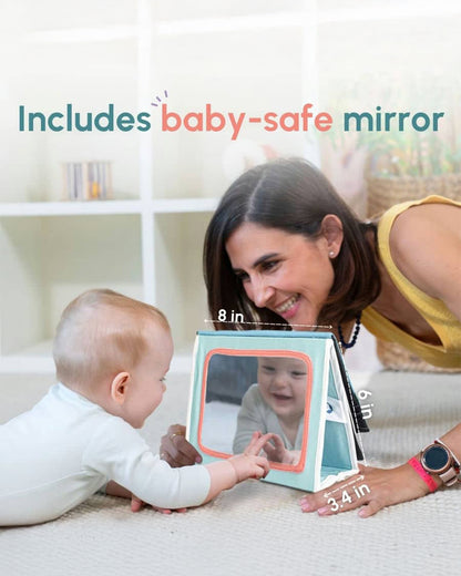 Curious Cub Tummy Time Book-Includes Baby Safe Mirror-Encourage Tummy Time-Learning & Educational Toys-0 to 12M