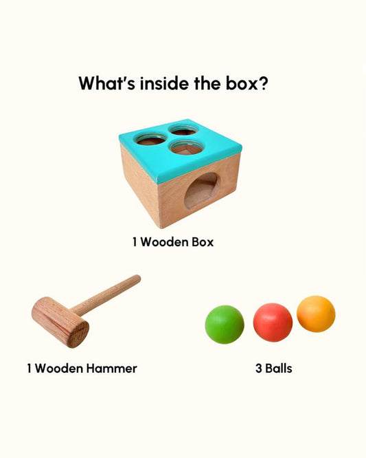 Curious Cub Wooden Hammer Ball Knock-Includes 5 Pieces-Sensory Exploration-Pretend & Play Toy-1 to 2Y