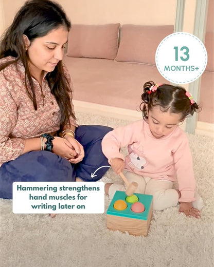 Curious Cub Wooden Hammer Ball Knock-Includes 5 Pieces-Sensory Exploration-Pretend & Play Toy-1 to 2Y