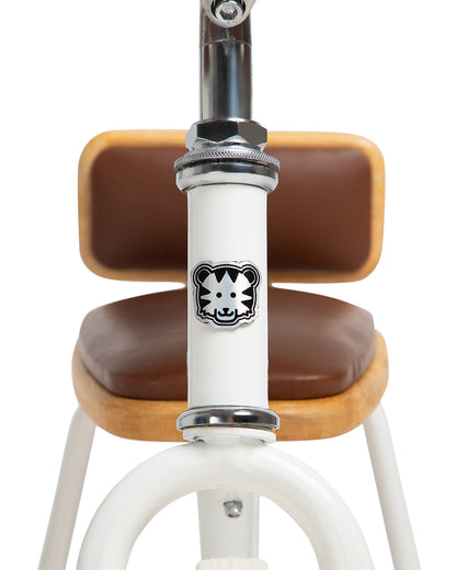 Todds Trike-ISO 8124 Certified-Detachable & Height Adjustable Parent Handlebar-With Birchwood Pedals & Vegan Leather Padded Seat-For 18M+-Whimsy White