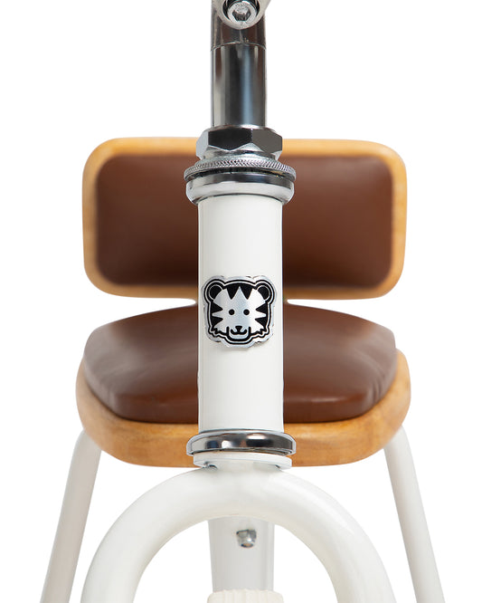 Todds Trike-ISO 8124 Certified-Detachable & Height Adjustable Parent Handlebar-With Birchwood Pedals & Vegan Leather Padded Seat-For 18M+-Whimsy White