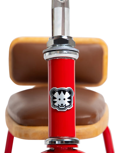 Todds Trike-ISO 8124 Certified-Detachable & Height Adjustable Parent Handlebar-With Birchwood Pedals & Vegan Leather Padded Seat-For 18M+-Racer Red