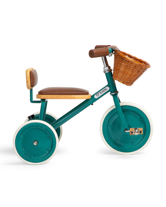 Todds Trike-ISO 8124 Certified-Detachable & Height Adjustable Parent Handlebar-With Birchwood Pedals & Vegan Leather Padded Seat-For 18M+-Mermaid Teal