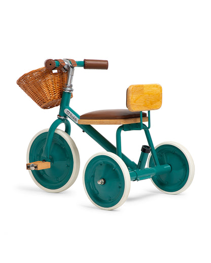 Todds Trike-ISO 8124 Certified-Detachable & Height Adjustable Parent Handlebar-With Birchwood Pedals & Vegan Leather Padded Seat-For 18M+-Mermaid Teal