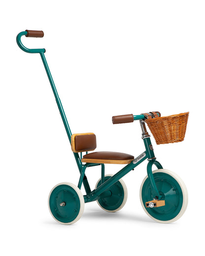 Todds Trike-ISO 8124 Certified-Detachable & Height Adjustable Parent Handlebar-With Birchwood Pedals & Vegan Leather Padded Seat-For 18M+-Mermaid Teal