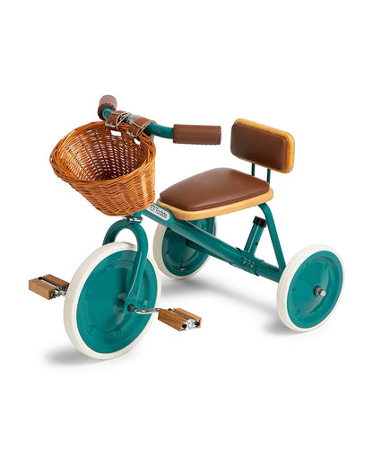 Todds Trike-ISO 8124 Certified-Detachable & Height Adjustable Parent Handlebar-With Birchwood Pedals & Vegan Leather Padded Seat-For 18M+-Mermaid Teal