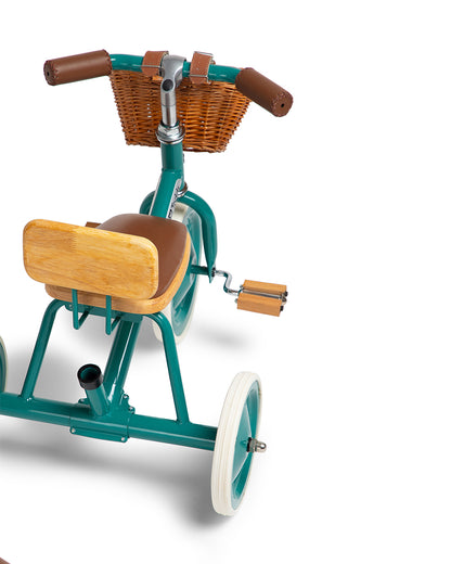 Todds Trike-ISO 8124 Certified-Detachable & Height Adjustable Parent Handlebar-With Birchwood Pedals & Vegan Leather Padded Seat-For 18M+-Mermaid Teal