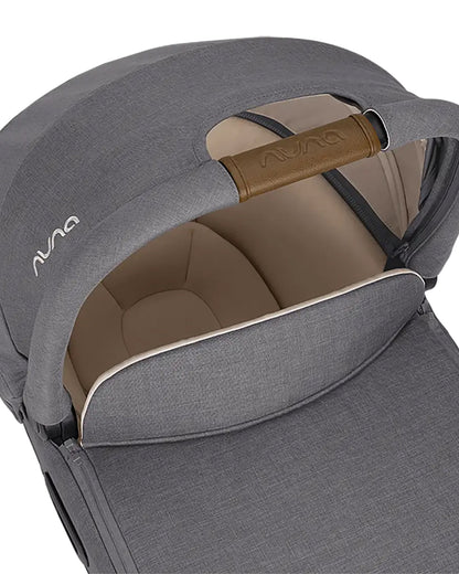 Nuna Cari NEXT Baby Carry Cot-Doubling As Car Seat & Carry Cot-3 Point Harness-With Organic Jersey Infant Insert & Dream Drape-2 Years Warranty-For 0 to 12M (Upto 13 Kg)-Granite