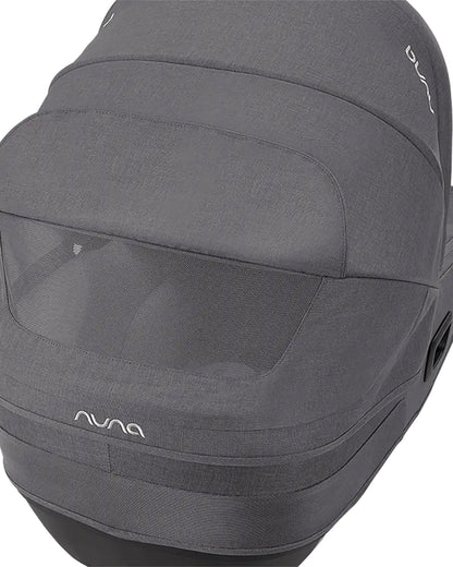 Nuna Cari NEXT Baby Carry Cot-Doubling As Car Seat & Carry Cot-3 Point Harness-With Organic Jersey Infant Insert & Dream Drape-2 Years Warranty-For 0 to 12M (Upto 13 Kg)-Granite