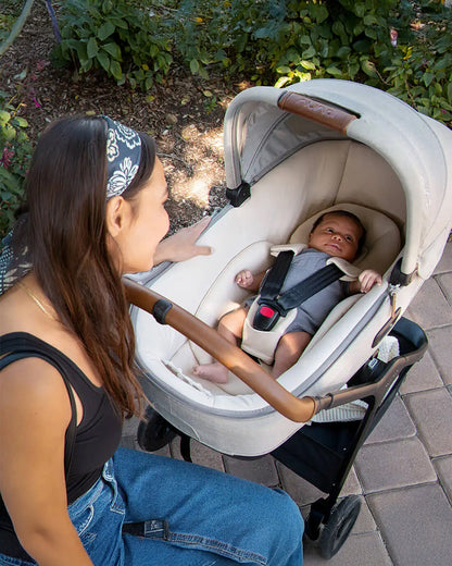 Nuna Cari NEXT Baby Carry Cot-Doubling As Car Seat & Carry Cot-3 Point Harness-With Organic Jersey Infant Insert & Dream Drape-2 Years Warranty-For 0 to 12M (Upto 13 Kg)-Granite