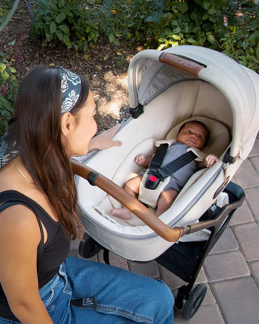 Nuna Cari Next Carry Cot With Base Curv-Carry Cot Features (Doubling As Car Seat and Carry Cot, 3 Point Harness, Upto 13 Kg)-Base Features (Smart Swivel Lock- Button For 360 Degrees Rotation Adjustment)-Granite & Caviar