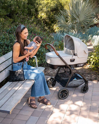 Nuna Cari Next Carry Cot With Base Curv-Carry Cot Features (Doubling As Car Seat and Carry Cot, 3 Point Harness, Upto 13 Kg)-Base Features (Smart Swivel Lock- Button For 360 Degrees Rotation Adjustment)-Granite & Caviar