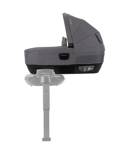 Nuna Cari Next Carry Cot With Base Curv-Carry Cot Features (Doubling As Car Seat and Carry Cot, 3 Point Harness, Upto 13 Kg)-Base Features (Smart Swivel Lock- Button For 360 Degrees Rotation Adjustment)-Granite & Caviar