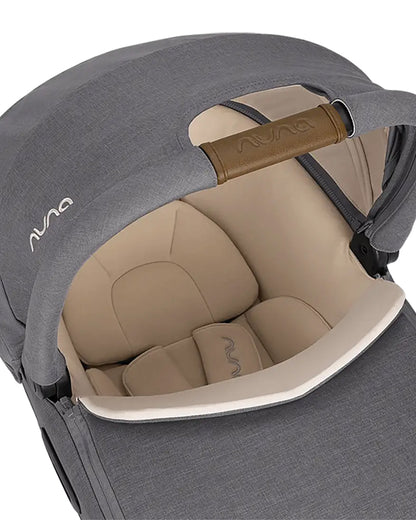 Nuna Cari NEXT Baby Carry Cot-Doubling As Car Seat & Carry Cot-3 Point Harness-With Organic Jersey Infant Insert & Dream Drape-2 Years Warranty-For 0 to 12M (Upto 13 Kg)-Granite