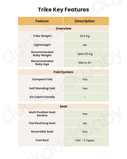 Qplay Comfo Max 7-in-1 Trike-Height Adjustable Parent Handle Bar-360 Degrees Rotating Seat-Adjustable Backrest-Foldable Frame-With Detachable Backpack-For 10M to 6Y (Upto 25 Kg)-Coffee
