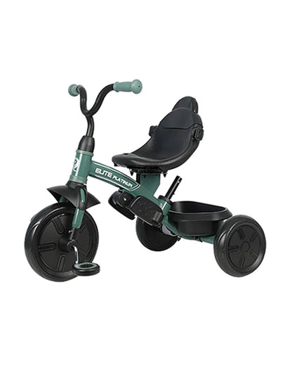 Qplay Elite Platinum 6 in 1 Trike-Height Adjustable Parent Handle Bar-360 Degrees Rotating Seat-5 Point Harness-For 10M to 6Y (Upto 25 Kg)-Green