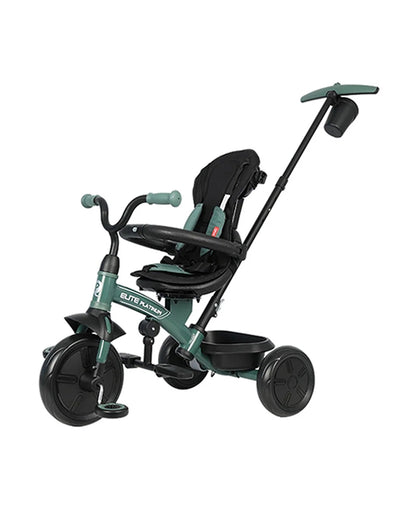 Qplay Elite Platinum 6 in 1 Trike-Height Adjustable Parent Handle Bar-360 Degrees Rotating Seat-5 Point Harness-For 10M to 6Y (Upto 25 Kg)-Green