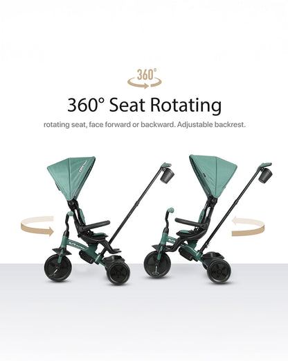 Qplay Elite Platinum 6 in 1 Trike-Height Adjustable Parent Handle Bar-360 Degrees Rotating Seat-5 Point Harness-For 10M to 6Y (Upto 25 Kg)-Dark Grey