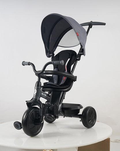 Qplay Elite Platinum 6 in 1 Trike-Height Adjustable Parent Handle Bar-360 Degrees Rotating Seat-5 Point Harness-For 10M to 6Y (Upto 25 Kg)-Dark Grey