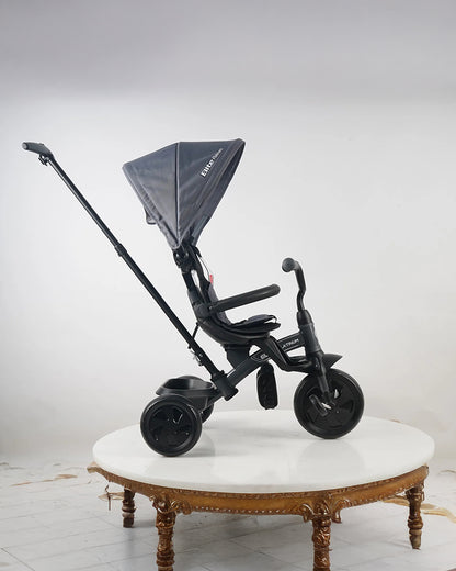 Qplay Elite Platinum 6 in 1 Trike-Height Adjustable Parent Handle Bar-360 Degrees Rotating Seat-5 Point Harness-For 10M to 6Y (Upto 25 Kg)-Dark Grey