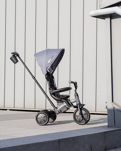 Qplay Elite Platinum 6 in 1 Trike-Height Adjustable Parent Handle Bar-360 Degrees Rotating Seat-5 Point Harness-For 10M to 6Y (Upto 25 Kg)-Dark Grey