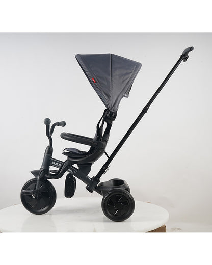 Qplay Elite Platinum 6 in 1 Trike-Height Adjustable Parent Handle Bar-360 Degrees Rotating Seat-5 Point Harness-For 10M to 6Y (Upto 25 Kg)-Dark Grey