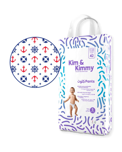 Kim & Kimmy Buoy Bottoms Diaper Pants-Size 5 (12-17Kg)-With Wetness Indicator