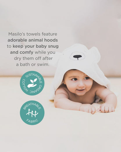 Masilo Hooded Baby Bath Towel-100% Bath Towelling Cotton-Polar Bear