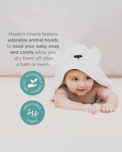 Masilo Hooded Baby Bath Towel-100% Bath Towelling Cotton-Teddy Bear