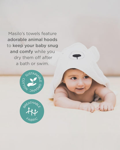 Masilo Hooded Baby Bath Towel-100% Bath Towelling Cotton-Koala Bear