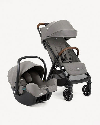 Joie Pact Pro Lightweight Stroller & i-Snug 2 Car Seat Travel System-Stroller Features (One Hand Fold, Upto Upto 22 Kg)-Car Seat Features (Adjustable Headrest, Upto 13 Kg)-Pebble