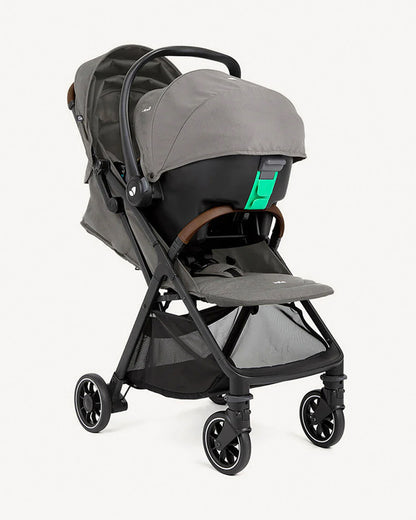 Joie Pact Pro Lightweight Stroller & i-Snug 2 Car Seat Travel System-Stroller Features (One Hand Fold, Upto Upto 22 Kg)-Car Seat Features (Adjustable Headrest, Upto 13 Kg)-Pebble