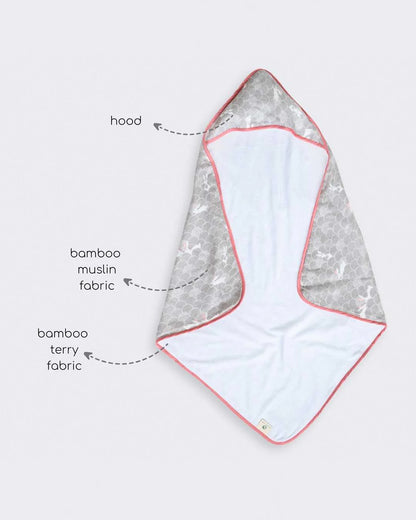 Cocoon Care Baby Hooded Towel-Bamboo Terry-Grey Grove