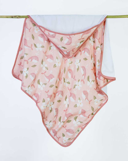 Cocoon Care Baby Hooded Towel-Bamboo Terry-Pink Whale & Me