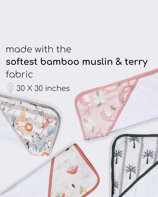 Cocoon Care Baby Hooded Towel-Bamboo Terry-Pink Whale & Me