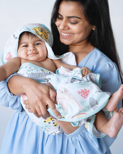 Cocoon Care Baby Hooded Towel-Bamboo Terry-Jungle Safari