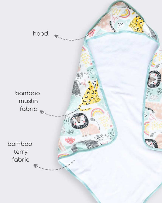 Cocoon Care Baby Hooded Towel-Bamboo Terry-Jungle Safari