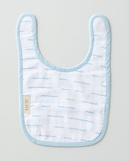 Aariro Organic Cotton Classic Muslin Bib-Multi Layered & Reversible-Under The Sea-For Infants