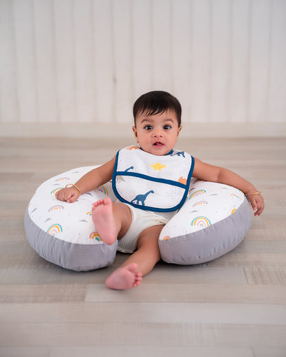 Aariro Organic Cotton Classic Muslin Bib-Multi Layered & Reversible-Wild Safari-For Infants