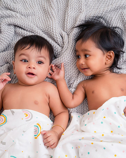 Aariro Muslin Swaddle-Under The Sea-Pack of 2-Organic Cotton-Infant Wraps
