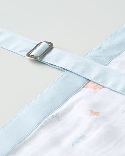 Aariro White & Light Blue Under The Sea Print Nursing Cover-Organic Cotton-Free Size