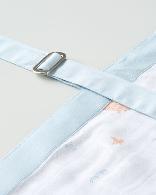 Aariro White & Light Blue Under The Sea Print Nursing Cover-Organic Cotton-Free Size