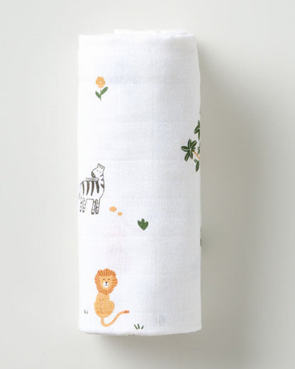 Aariro Organic Cotton Swaddle-Safari Animals-Pack of 1-Infant Wraps