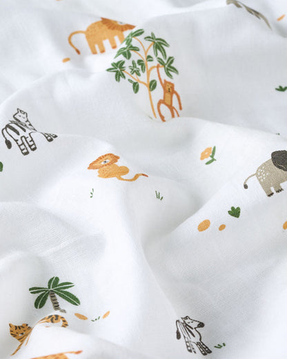 Aariro Organic Cotton Swaddle-Safari Animals-Pack of 1-Infant Wraps