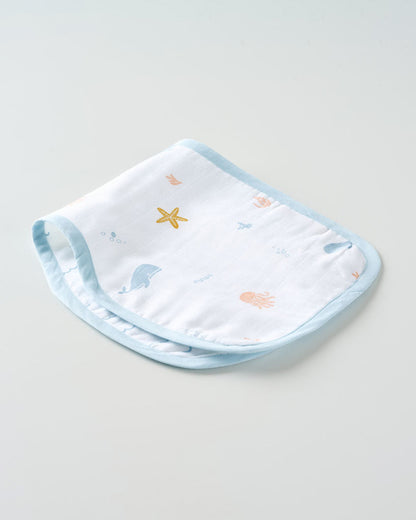Aariro Organic Cotton Burp Cloth-Multi Layered & Reversible-Under The Sea-For Infants