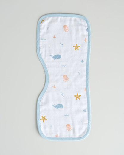 Aariro Organic Cotton Burp Cloth-Multi Layered & Reversible-Under The Sea-For Infants
